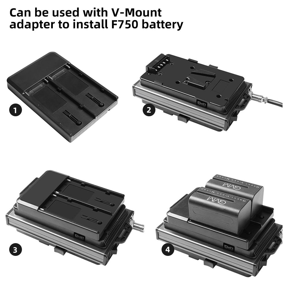 GVM V-Mount Battery Plate Adapter with DC Cable Output for P80S - GVMLED