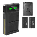 GVM-VM-F970 6600mAh Li-ion Batteries with Dual Charger and V-Mount Adapter - GVMLED